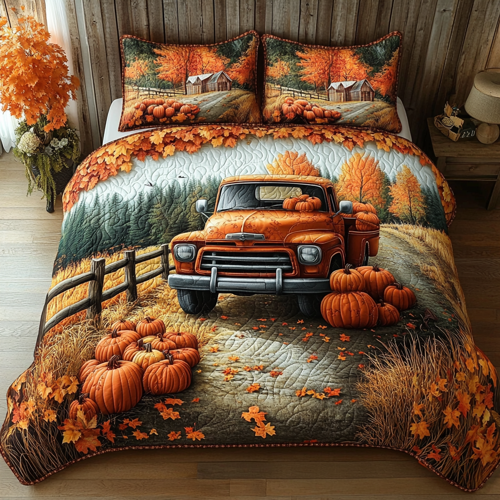 Harvest Truck 3-Piece Quilted Bedding Set NCU0DK9162
