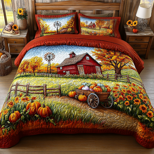 Harvest Windmill 3-Piece Quilted Bedding Set NCU0VL2856