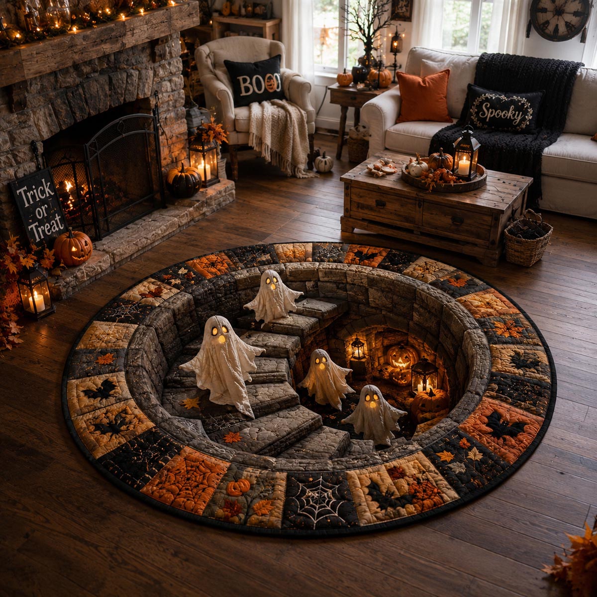 Haunted Stairway Round Carpet NCU0DV9838