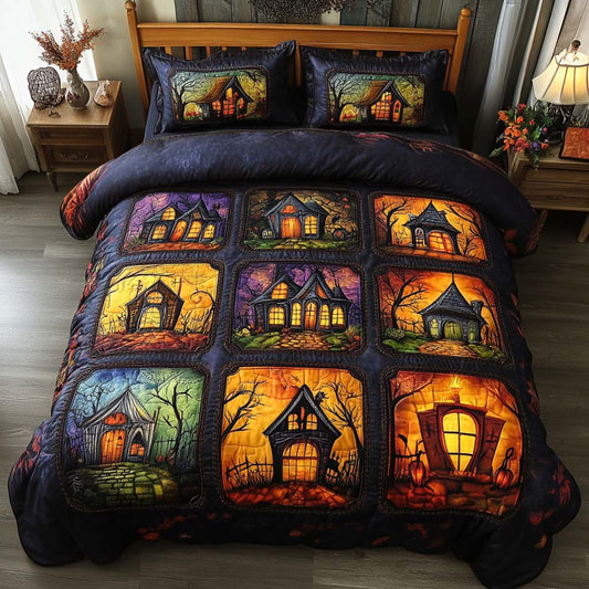 Haunted Houses 3-Piece Quilted Bedding Set NCU0NT9593