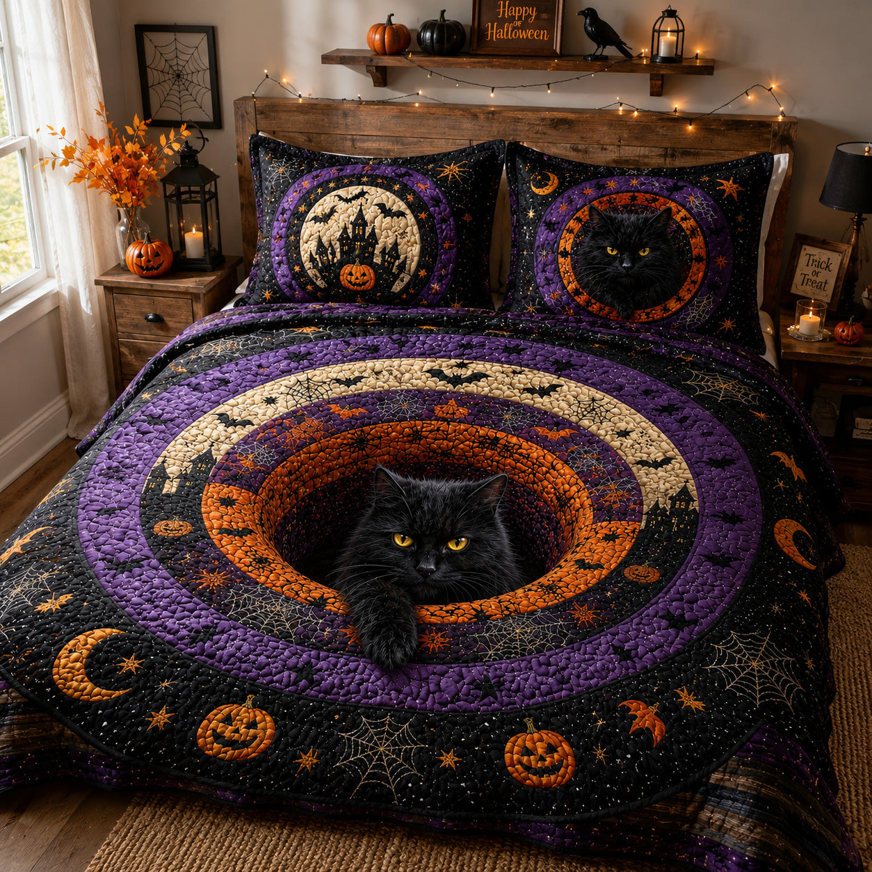Haunted Moonlight 3-Piece Quilted Bedding Set NCU0VL3586