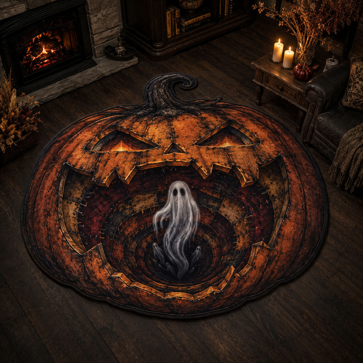 Haunted Pumpkin Custom Shape Area Rug NCU0TD2919