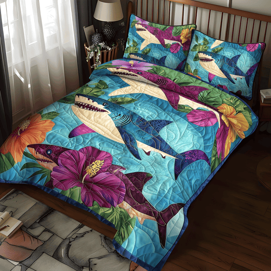 Hawaiian Shark 3-Piece Quilted Bedding Set NCU0DV935