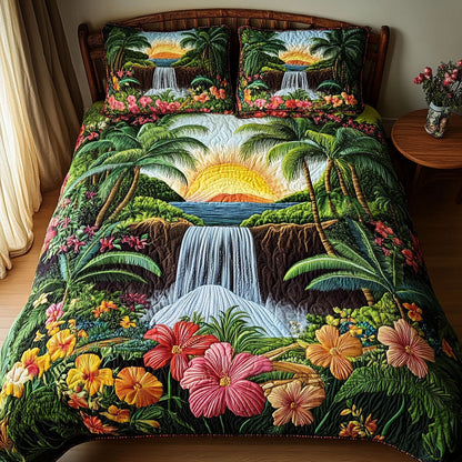Hawaiian Sunset Symphony 3-Piece Quilted Bedding Set NCU0PT4724