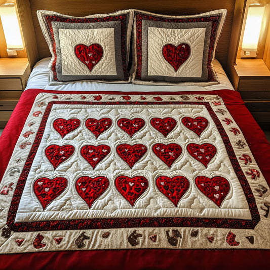 Heart Bliss 3-Piece Quilted Bedding Set NCU0NT3220