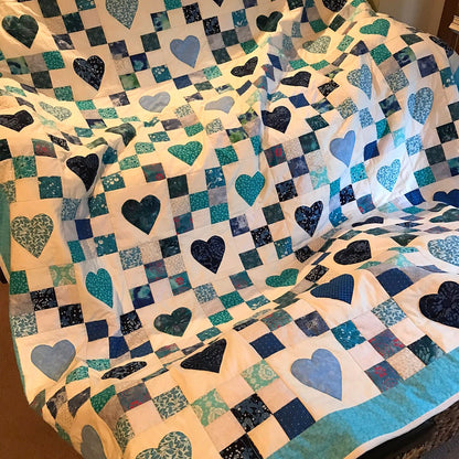 Heart Patchwork Quilted Blanket NCU0TH610