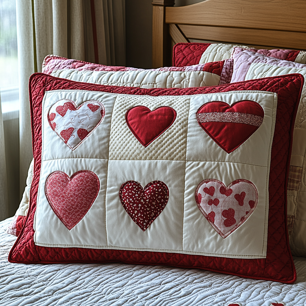 Heart To Heart Quilted Bedding Pillow Case NCU0DV2930