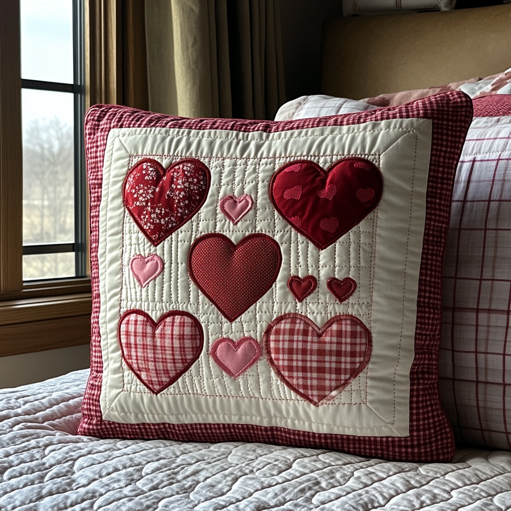 Heart To Heart Quilted Pillow Case NCU0DV2936