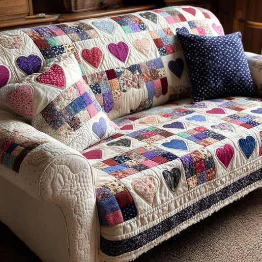 Heart Bliss Quilted Sofa Cover NCU0NT11520