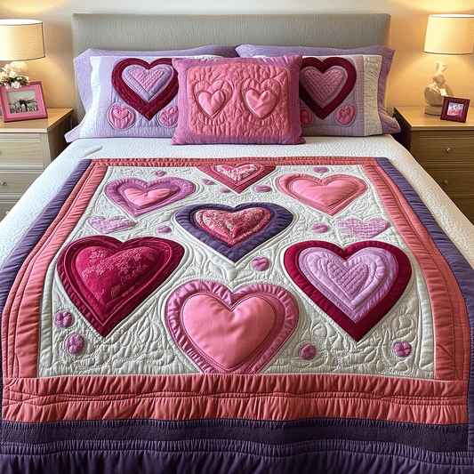 Heart Bloom 3-Piece Quilted Bedding Set NCU0TH2520