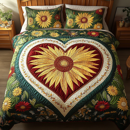 Heart Bloom 3-Piece Quilted Bedding Set NCU0VH2350