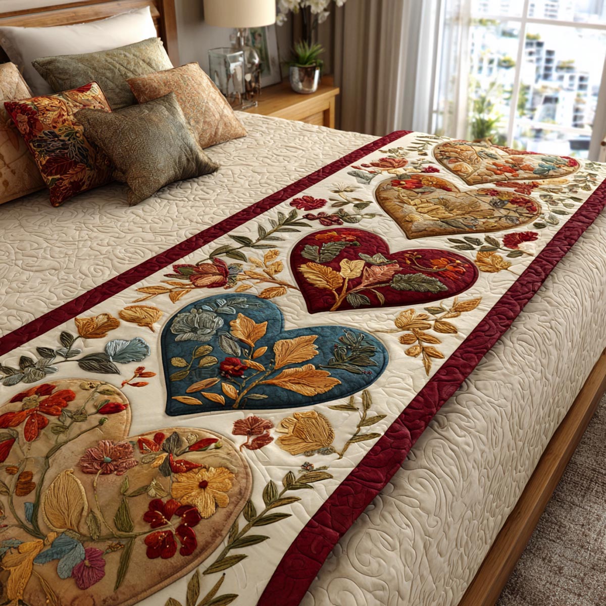 Heart Bloom Quilted Bed Runner NCU0DV9114