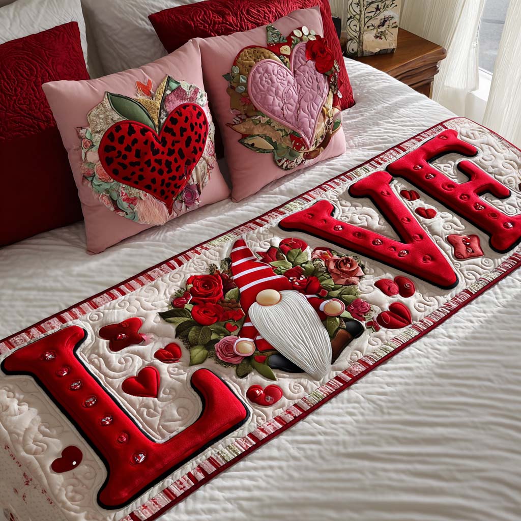 Heart Blooming Quilted Bed Runner NCU0NT11662