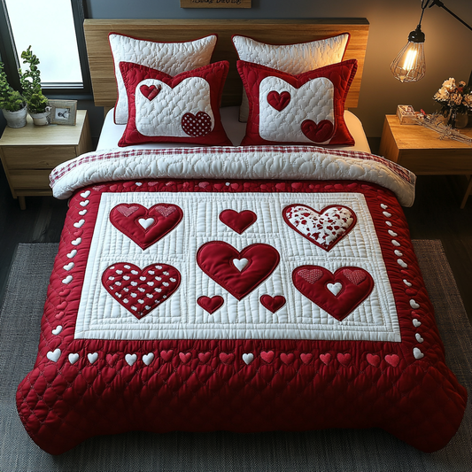 Heart Charm 3-Piece Quilted Bedding Set NCU0DV2333