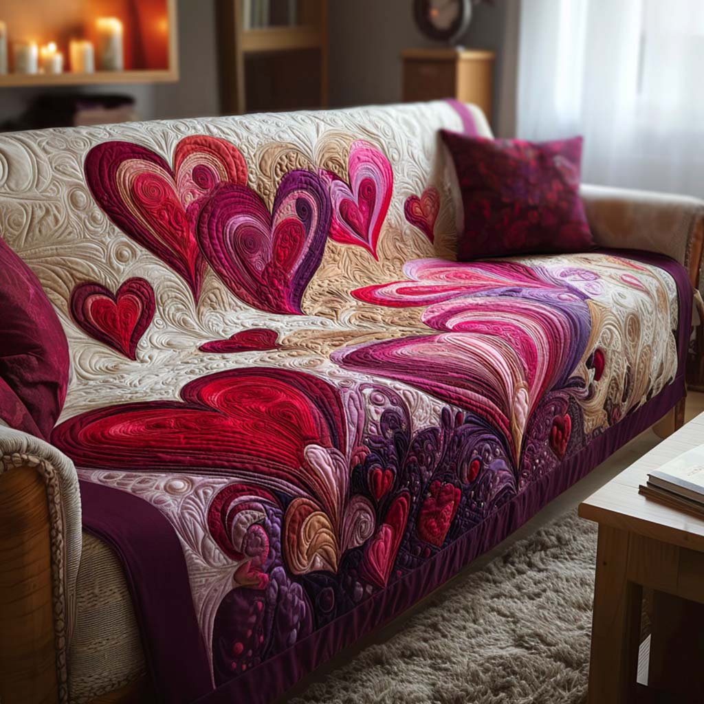 Heart Charm Quilted Sofa Cover NCU0NT11522