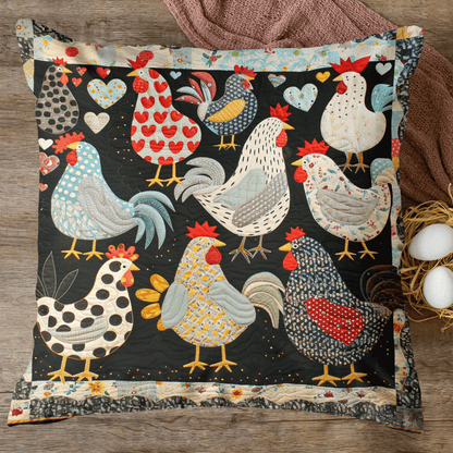 Heart Chickens Quilted Pillow Case NCU0TH1203