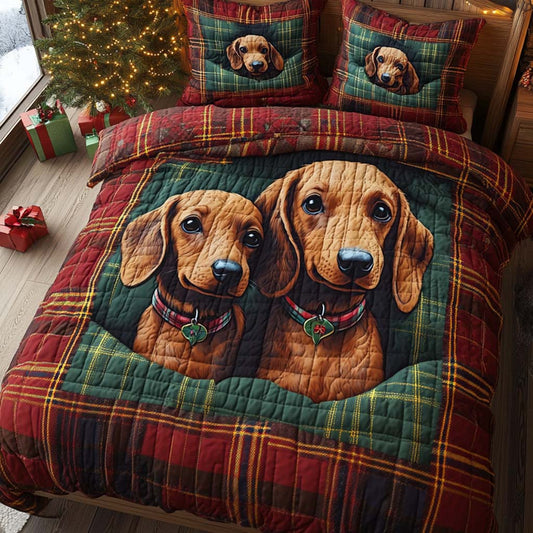 Heart Dachshund 3-Piece Quilted Bedding Set NCU0XD730
