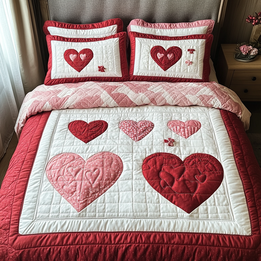 Heart Family 3-Piece Quilted Bedding Set NCU0DV2334