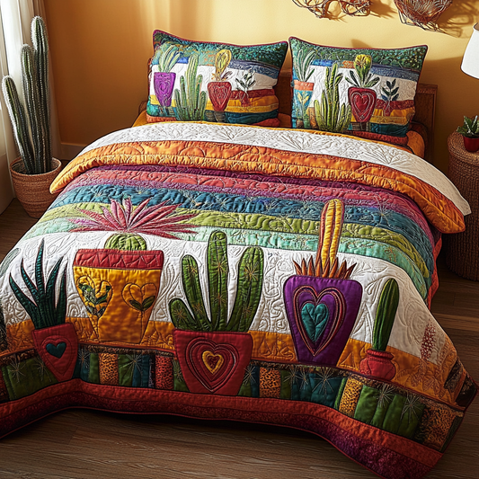 Heart Garden 3-Piece Quilted Bedding Set NCU0VL2629