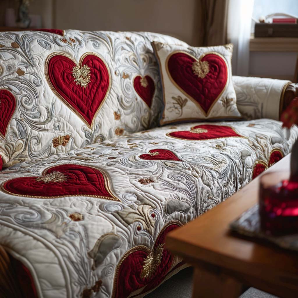 Heart Glow Quilted Sofa Cover NCU0NT11524