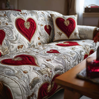 Heart Glow Quilted Sofa Cover NCU0NT11524