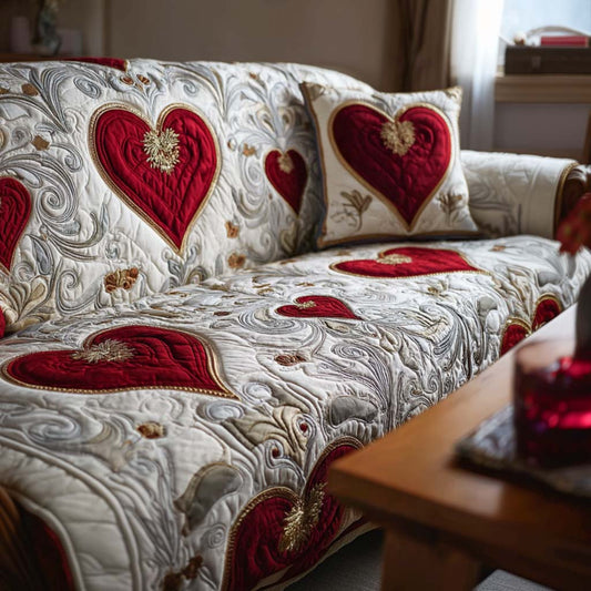 Heart Glow Quilted Sofa Cover NCU0NT11524