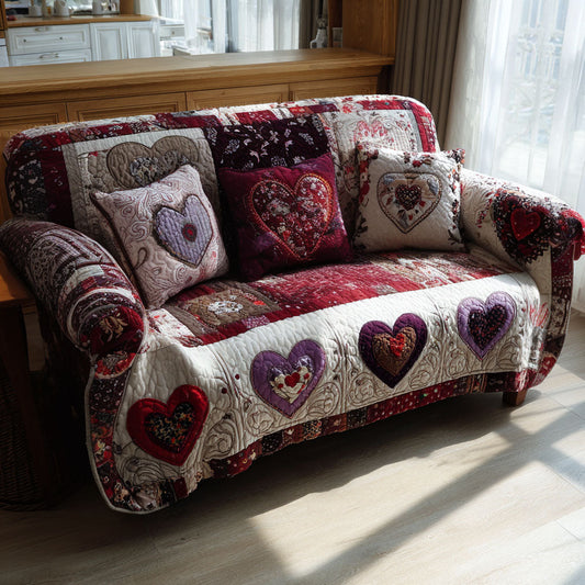 Heart Glow Quilted Sofa Cover NCU0PT10939