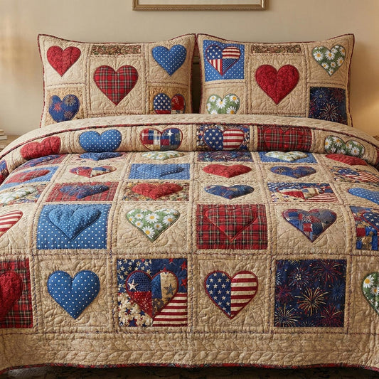 Heart Harmony 3-Piece Quilted Bedding Set NCU0DV9235