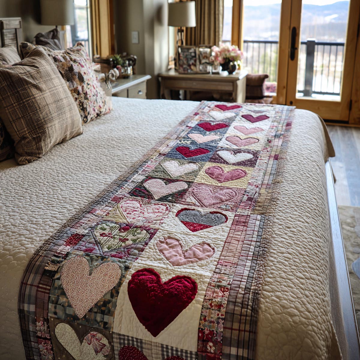 Heart Harmony Quilted Bed Runner NCU0DV9118