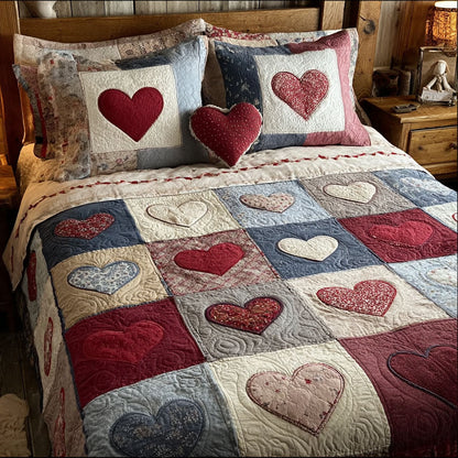 Heart Haven 3-Piece Quilted Bedding Set NCU0DK11585