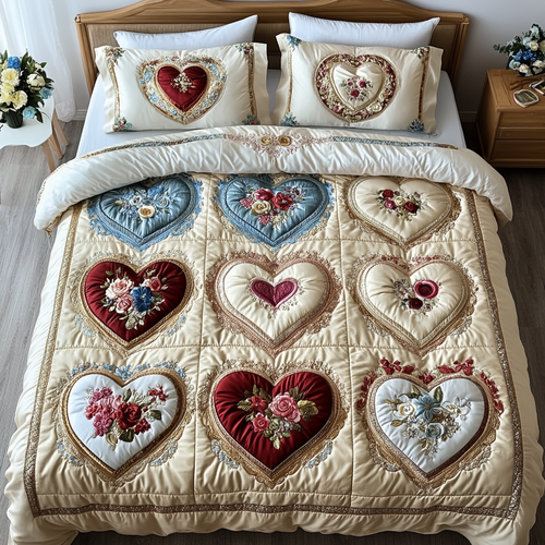 Heart Haven 3-Piece Quilted Bedding Set NCU0VH3010