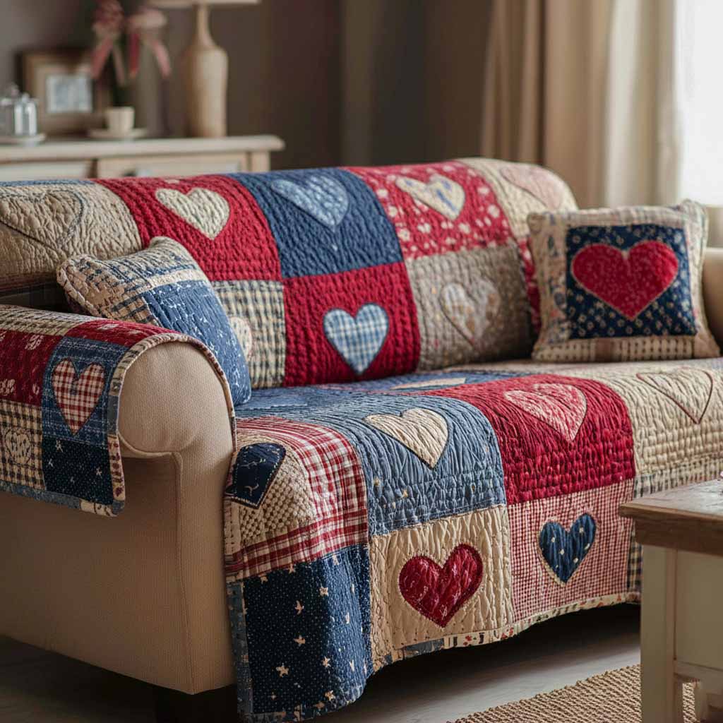 Heart Home Quilted Sofa Cover NCU0XD2329