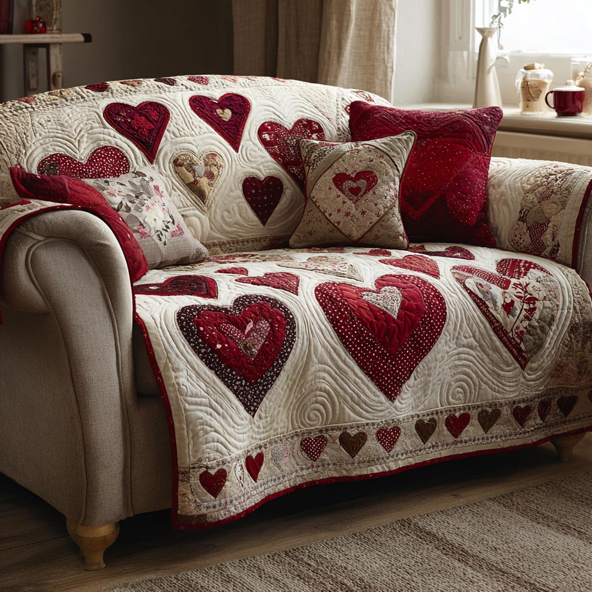 Heart Lane Quilted Sofa Cover NCU0DV9136