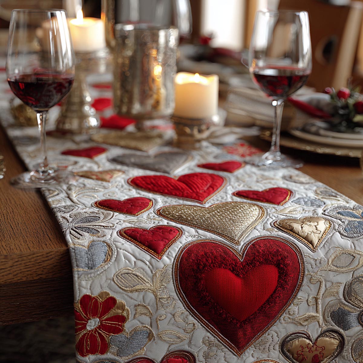 Heart Melody Quilted Table Runner NCU0DV9079