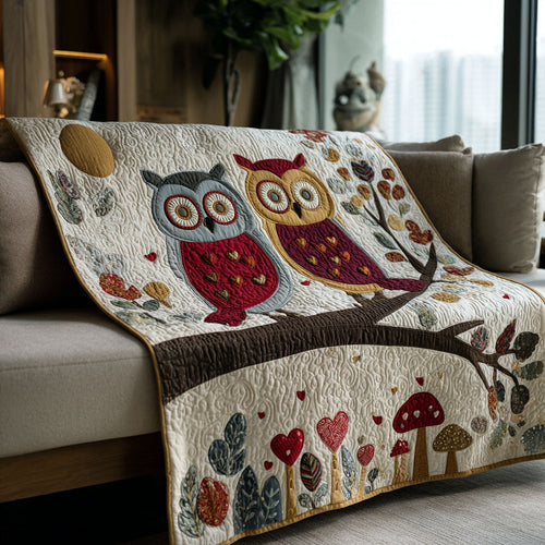 Heart Owls Quilted Blanket NCU0PT11013