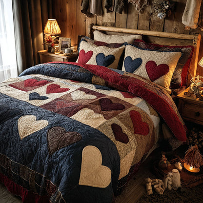 Heart Patch 3-Piece Quilted Bedding Set NCU0DK11583