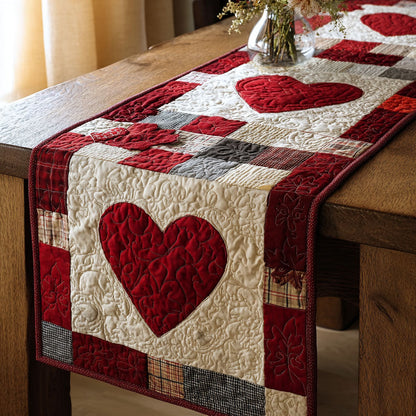 Heart Patchwork Quilted Table Runner NCU0NT11957
