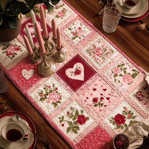 Heart Patchwork Quilted Table Runner NCU0XD2219