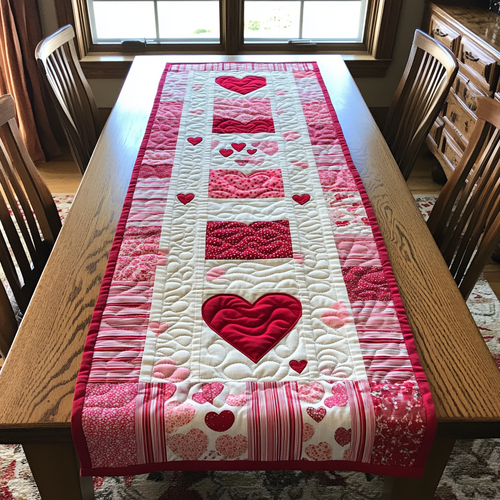 Heart Path Quilted Table Runner NCU0DK8943