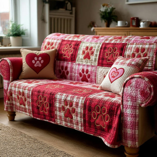 Heart Paw Quilted Sofa Cover NCU0TV1421