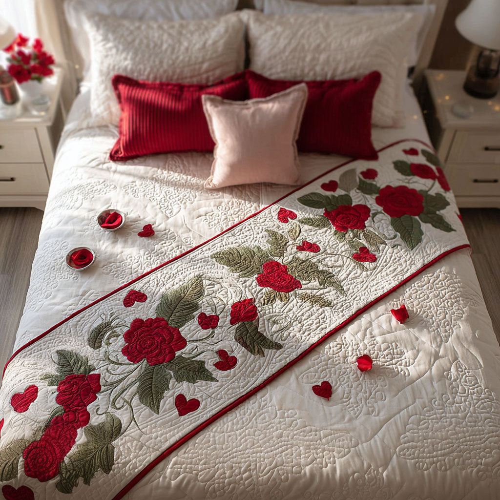 Heart Petals Quilted Bed Runner NCU0PT10809