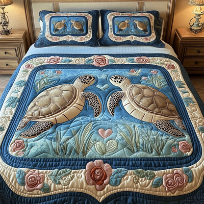 Heart Shell 3-Piece Quilted Bedding Set NCU0VH1564