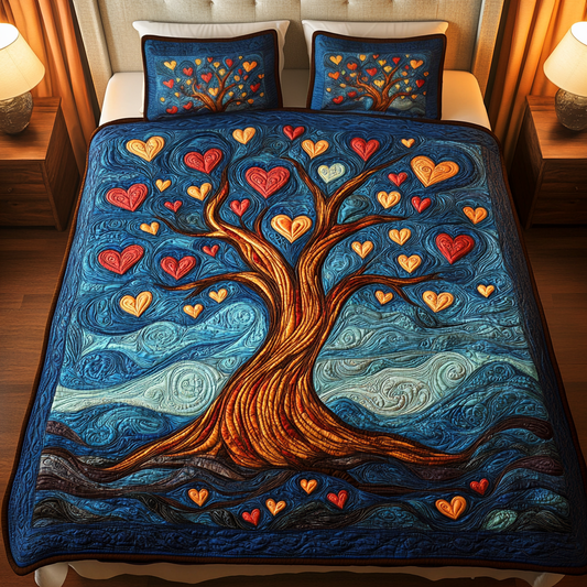 Heart Sprout 3-Piece Quilted Bedding Set NCU0VH1379