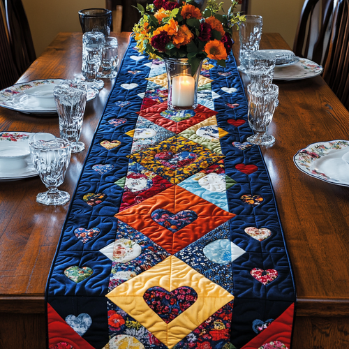 Heart Strings Quilted Table Runner NCU0VH2351