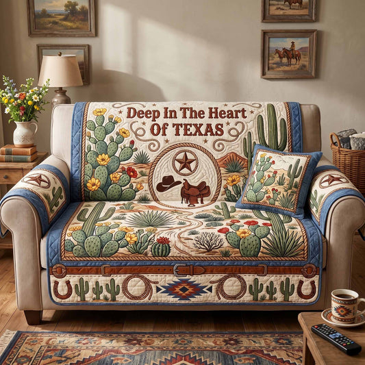 Heart Texas Quilted Sofa Cover NCU0XD2853