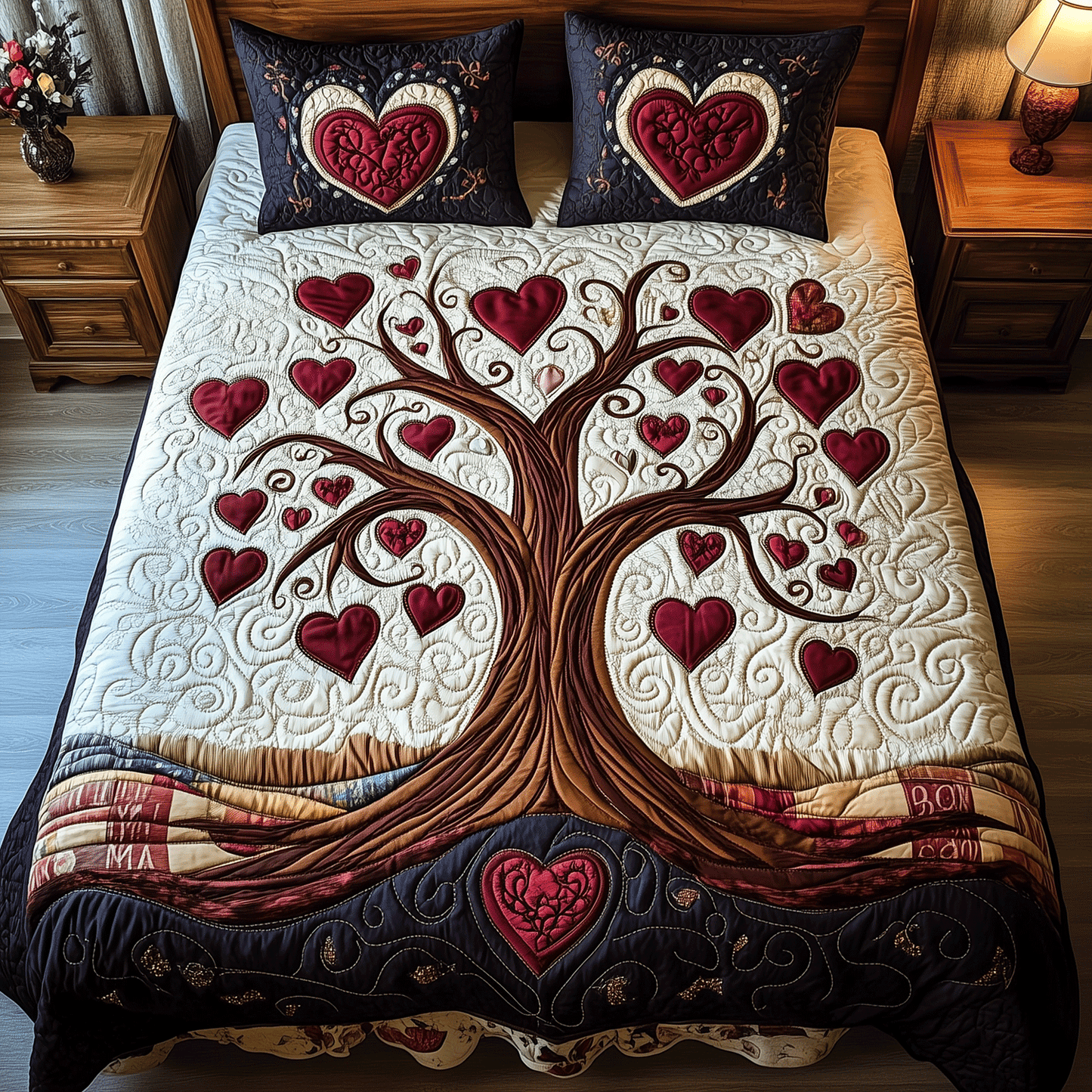 Heart Tree Bliss 3-Piece Quilted Bedding Set NCU0TH2494