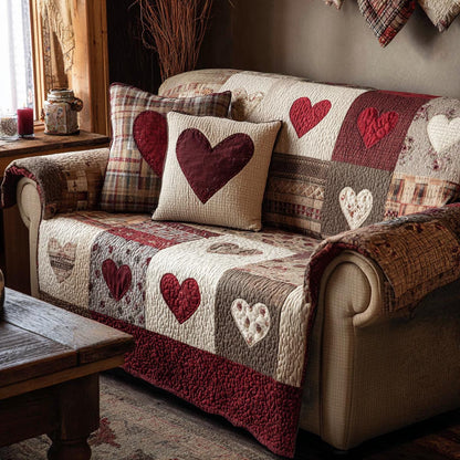 Heart Welcome Quilted Sofa Cover NCU0DV9127