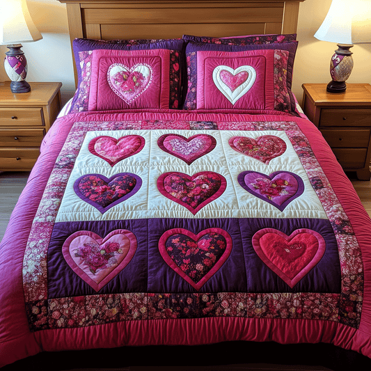 Heart Whispers 3-Piece Quilted Bedding Set NCU0TH2518
