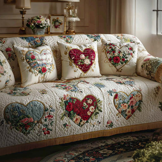 Heart Whispers Quilted Sofa Cover NCU0NT11527