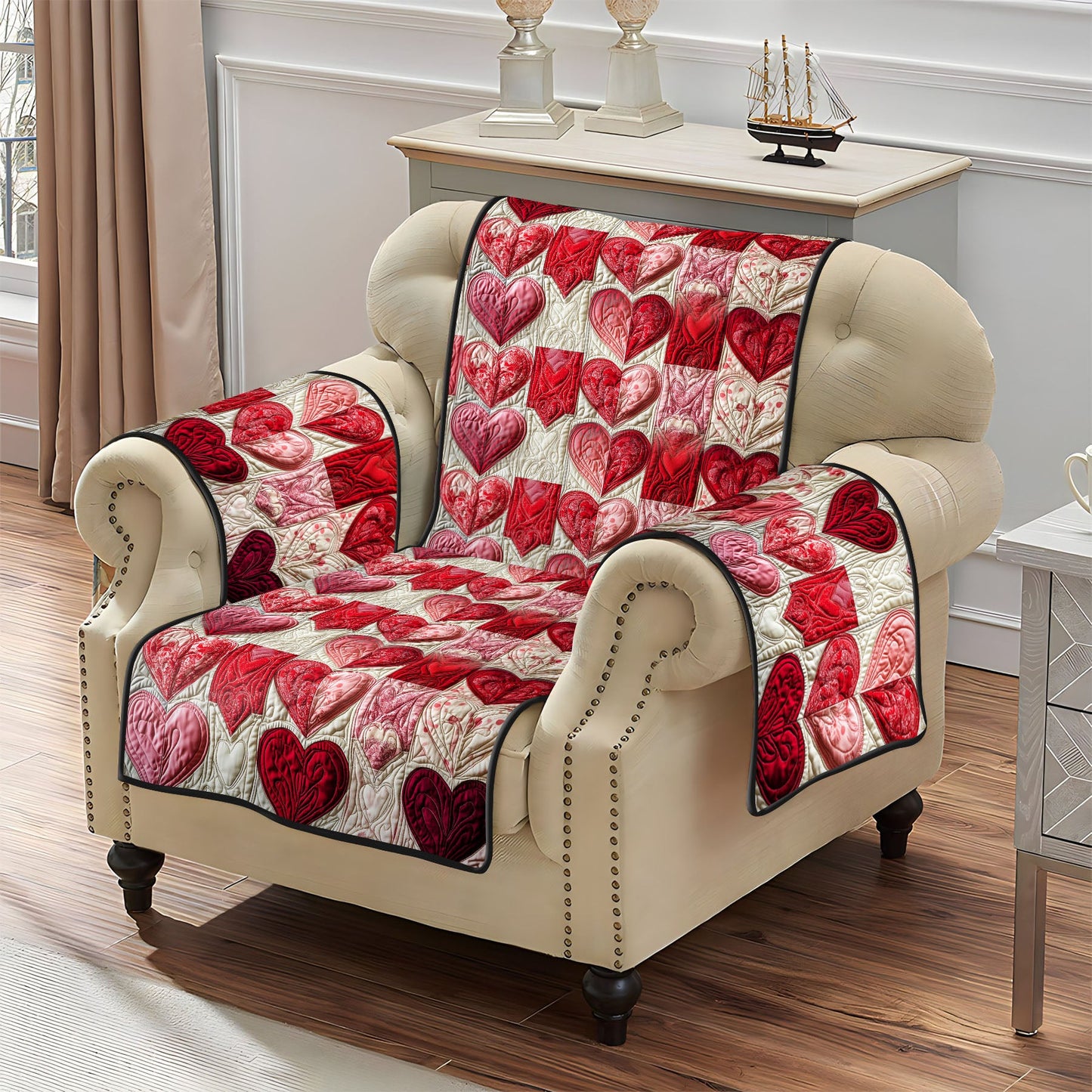 Heartbeat Elegance Quilted Sofa Cover NCU0PT3231
